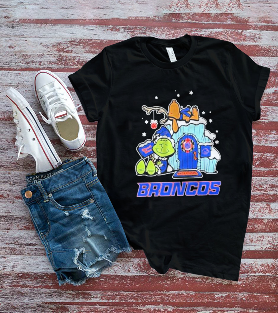 Broncos Grinch Christmas Welcome Boise State T-Shirt
