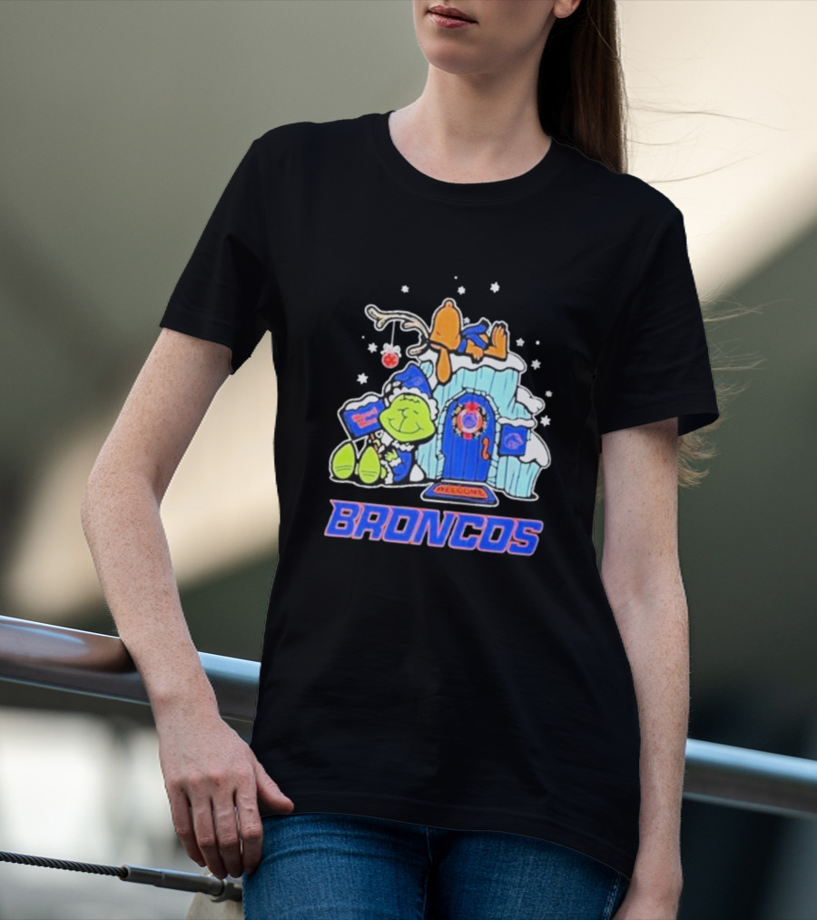 Broncos Grinch Christmas Welcome Boise State T-Shirt