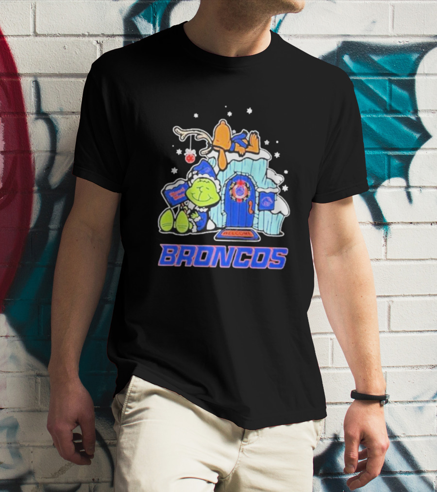 Broncos Grinch Christmas Welcome Boise State T-Shirt