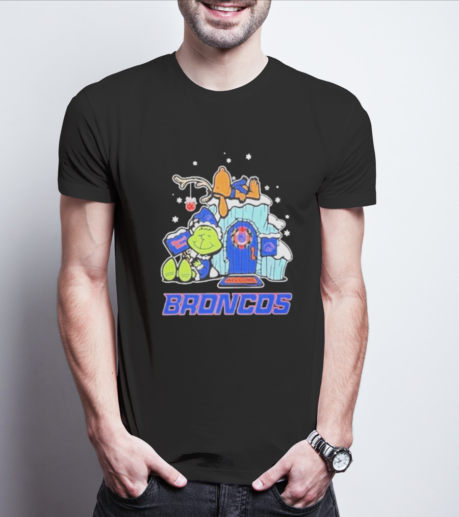 Broncos Grinch Christmas Welcome Boise State T-Shirt