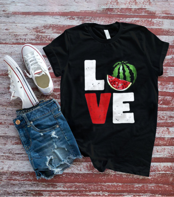 LOVE Watermelon Slice Typography T-Shirt