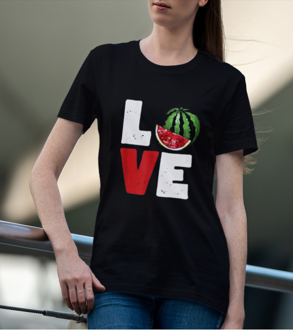LOVE Watermelon Slice Typography T-Shirt
