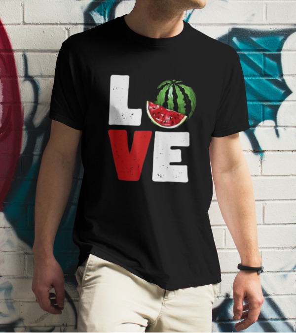 LOVE Watermelon Slice Typography T-Shirt