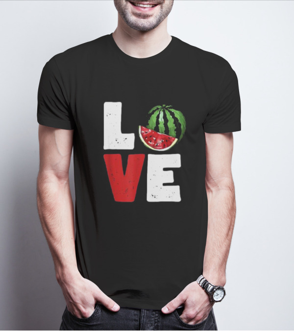 LOVE Watermelon Slice Typography T-Shirt