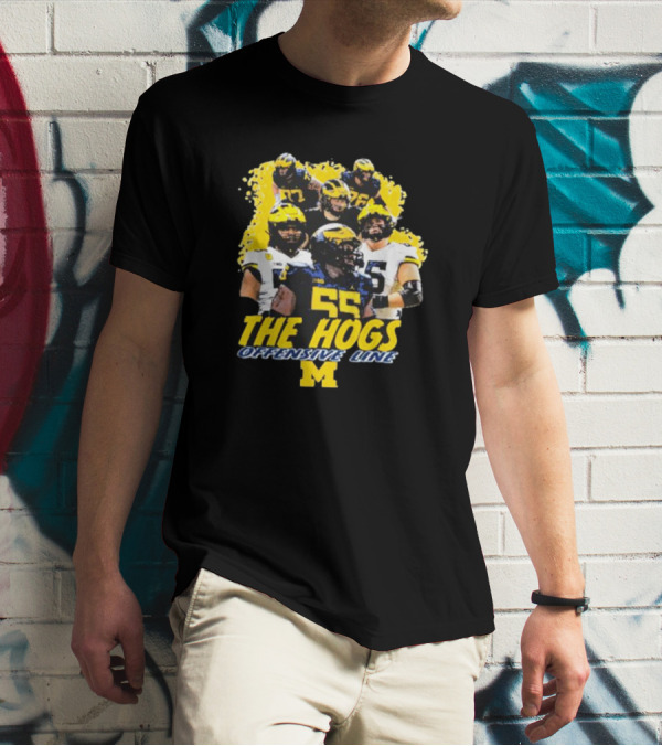 Valiant University Of Michigan Football The Hogs Offensive Line Team Spirit T-Shirt