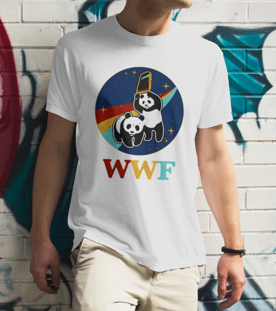 WWF Panda Bear Wrestling NASA Space T-Shirt