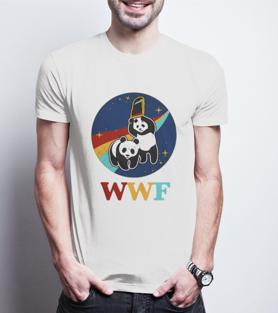 WWF Panda Bear Wrestling NASA Space T-Shirt