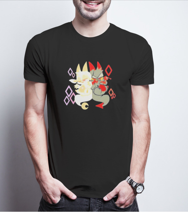 Buzzfeed Chikn Nuggit Devil And Angel Characters With Colorful Diamond T-Shirt