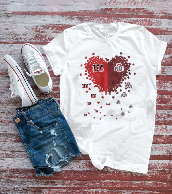 Cincinnati Bengals Ohio State Buckeye Heart Shape T-Shirt