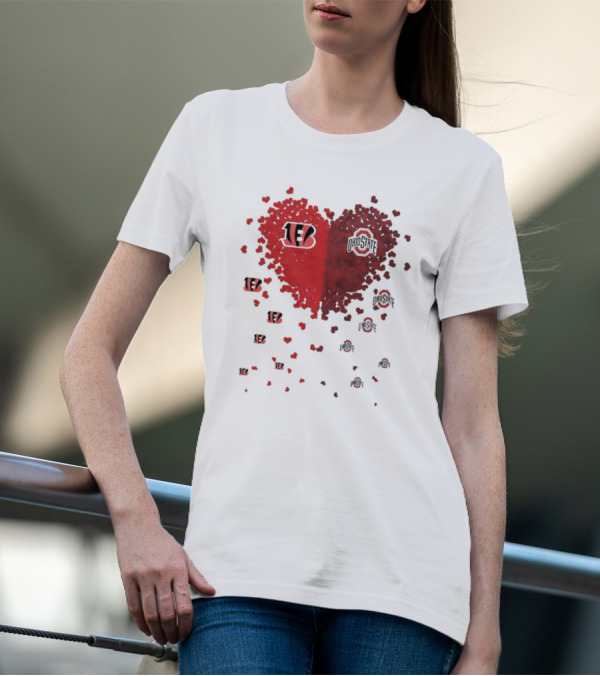 Cincinnati Bengals Ohio State Buckeye Heart Shape T-Shirt