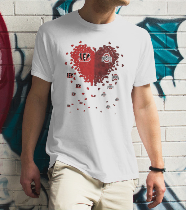 Cincinnati Bengals Ohio State Buckeye Heart Shape T-Shirt