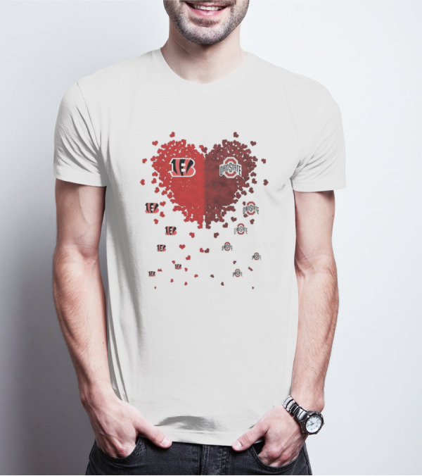 Cincinnati Bengals Ohio State Buckeye Heart Shape T-Shirt