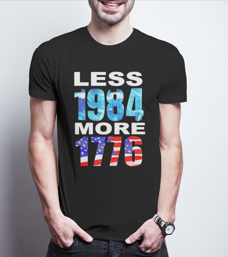 Hi-Rez The Rapper Less 1984 More 1776 American Flag Text T-Shirt