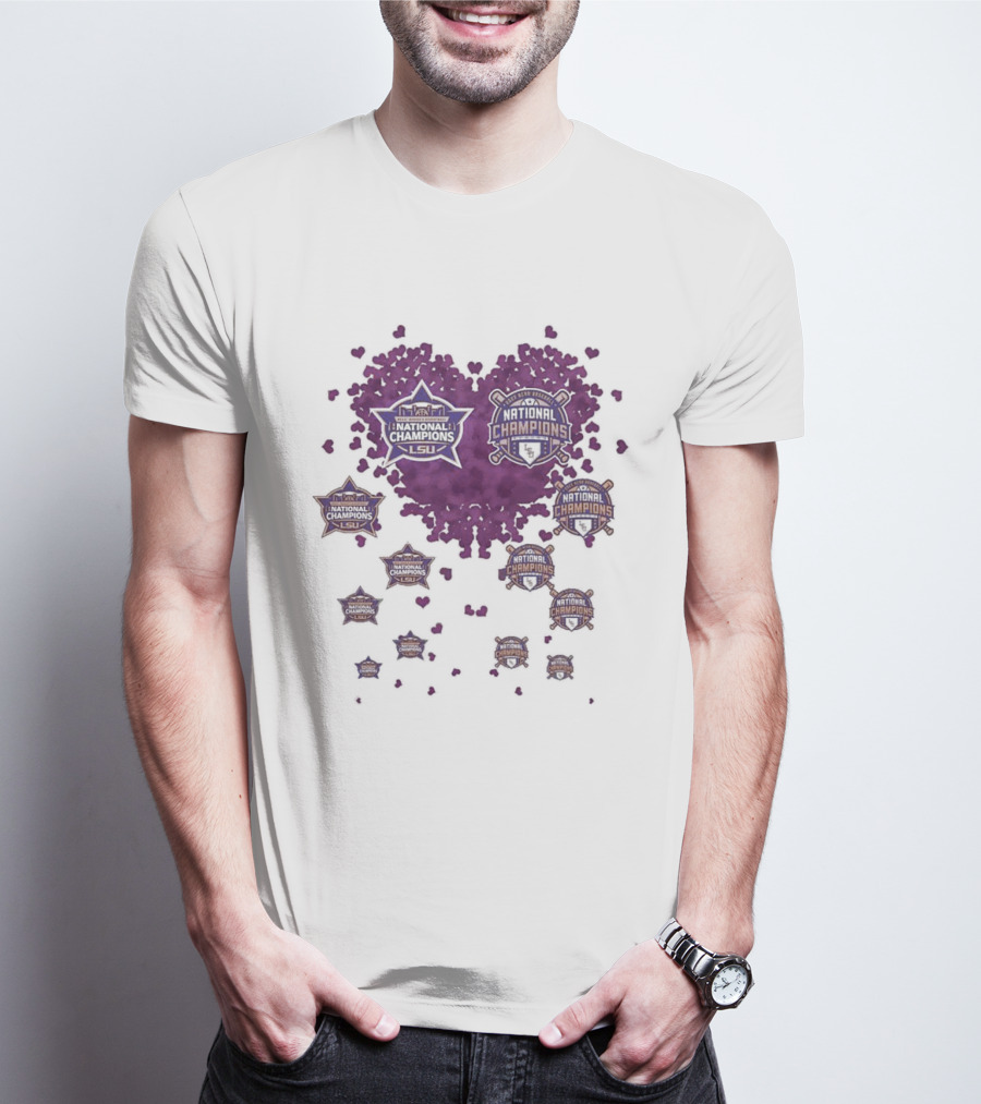 Lsu Tigers National Champions Tiny Hearts Shape T-Shirt