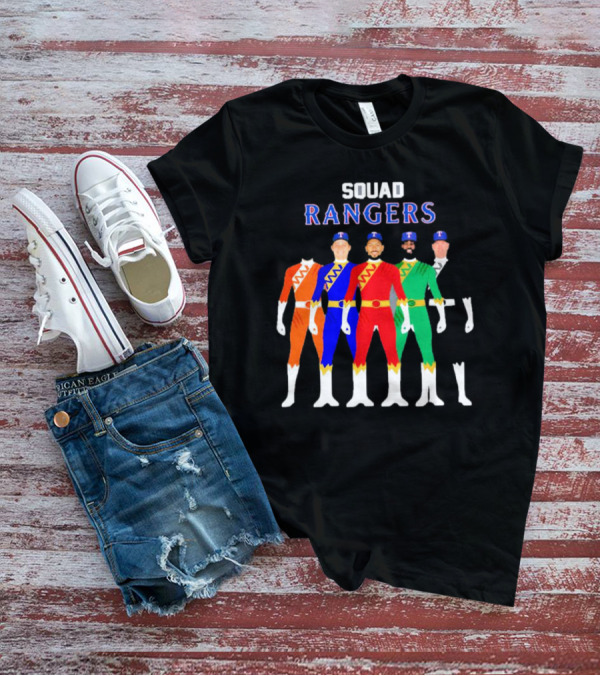Squad Rangers Power Rangers Texas Rangers Baseball Crossover T-Shirt
