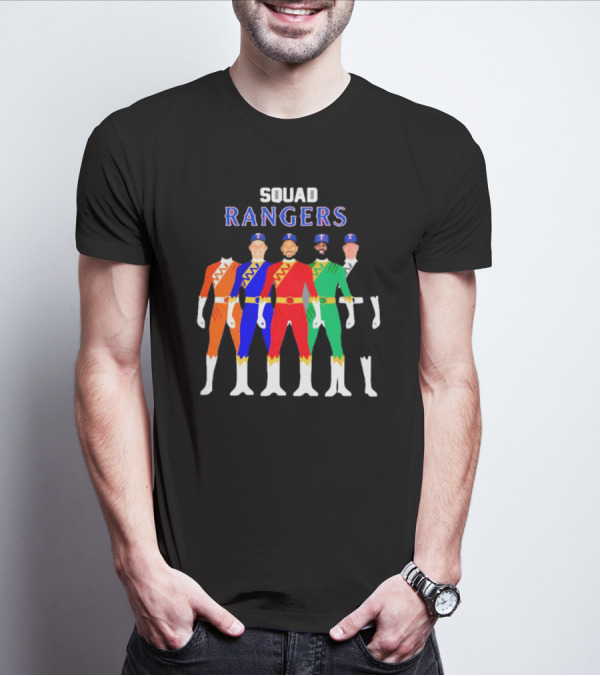 Squad Rangers Power Rangers Texas Rangers Baseball Crossover T-Shirt