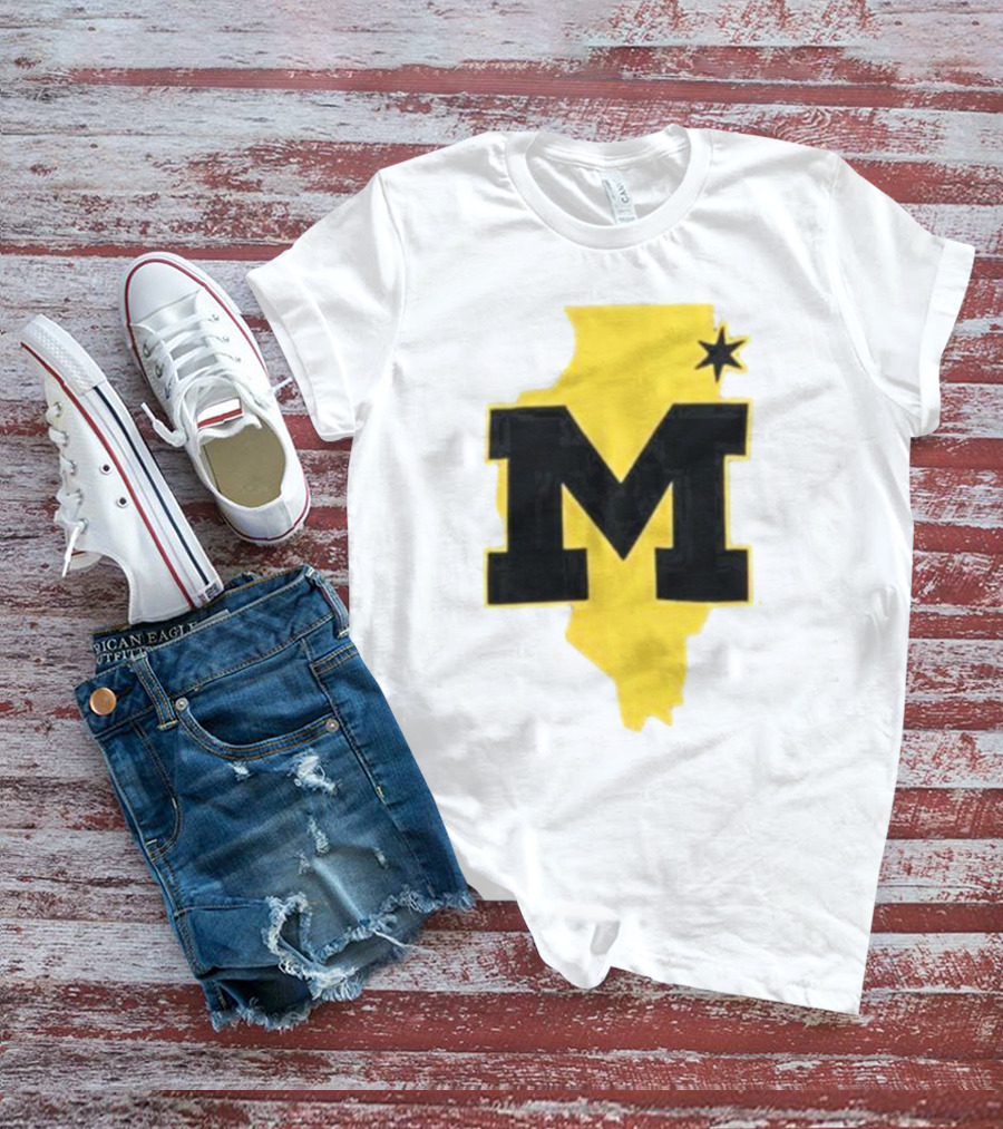 University Of Michigan M Den Pop-Up Chicago Map T-Shirt