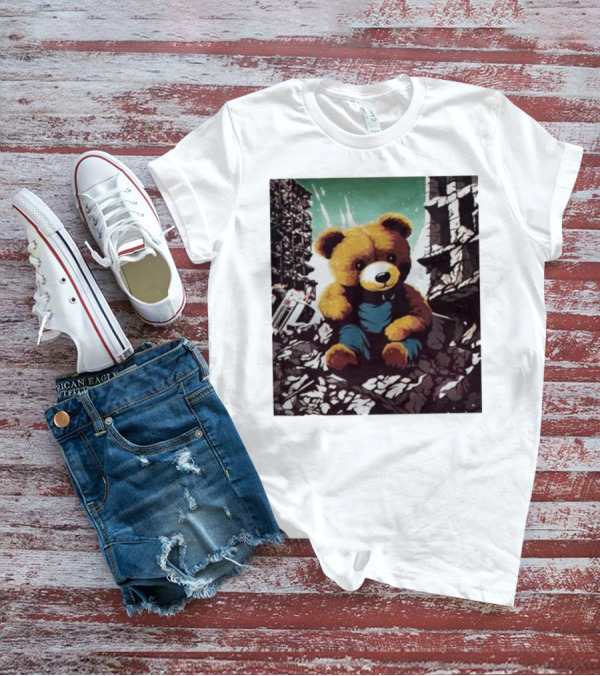 Nordacious Ceasefire Now Teddy Bear Amidst Ruins T-Shirt