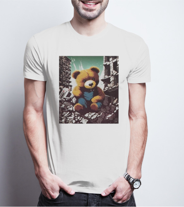 Nordacious Ceasefire Now Teddy Bear Amidst Ruins T-Shirt
