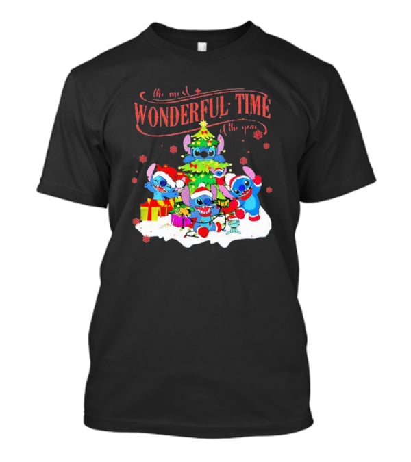 Stitch Santa Claus Wonderful Time Christmas Tree T-Shirt