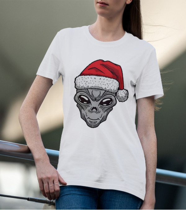 Santa Hat Alien Xmas T-Shirt