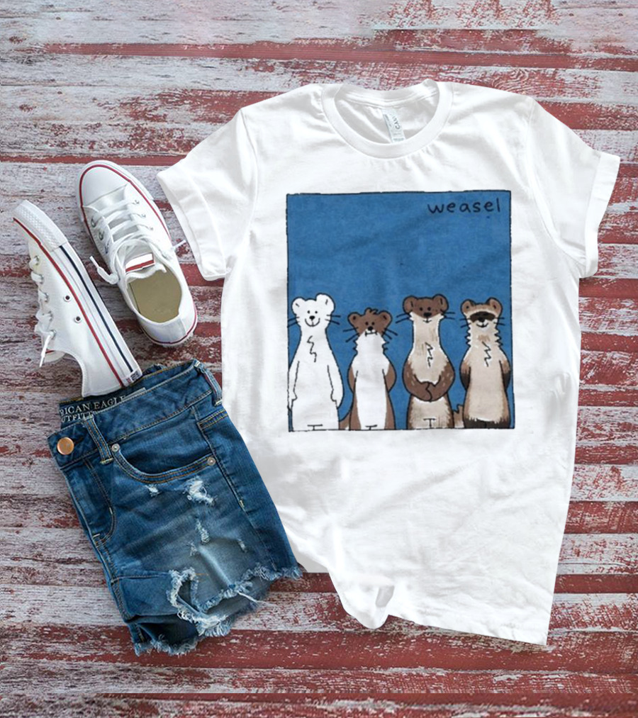 Weasel Quartet Cartoon Art Featuring Four Cute Mustelids T-Shirt