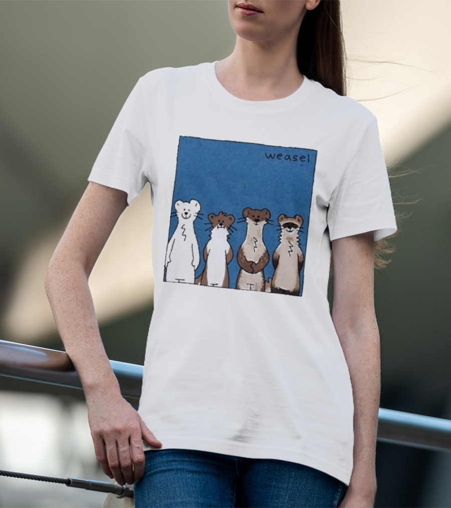 Weasel Quartet Cartoon Art Featuring Four Cute Mustelids T-Shirt