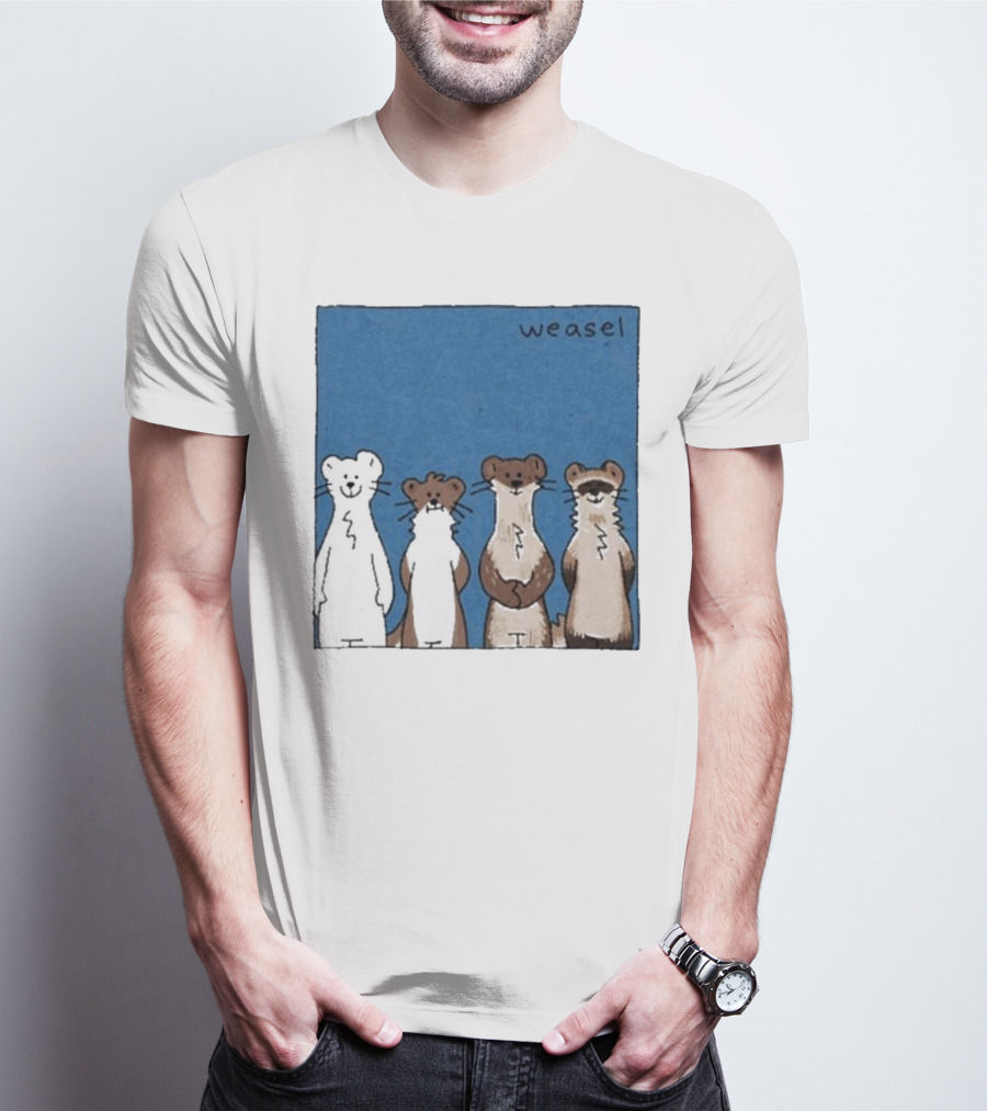 Weasel Quartet Cartoon Art Featuring Four Cute Mustelids T-Shirt