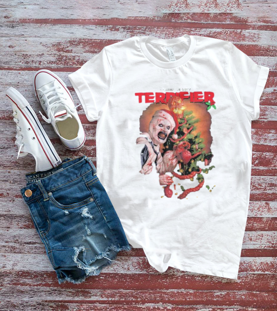 Damien Leone Terrifier Christmas Horror Santa With Christmas Tree T-Shirt