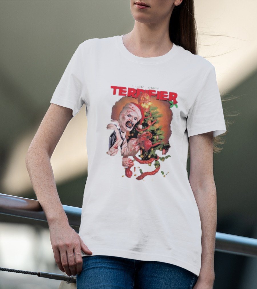 Damien Leone Terrifier Christmas Horror Santa With Christmas Tree T-Shirt