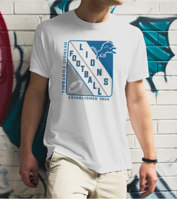 Detroit Lions Football Shield Established 1934 Iconic T-Shirt
