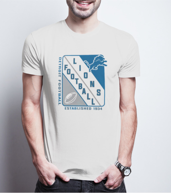 Detroit Lions Football Shield Established 1934 Iconic T-Shirt