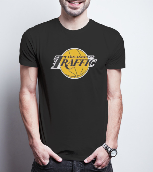 Los Angeles Traffic Basketball Yellow Circle T-Shirt