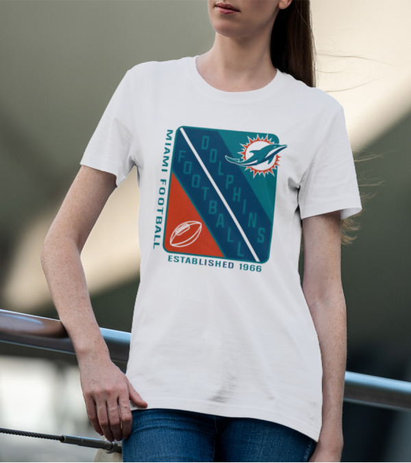 Miami Dolphins Football Established 1966 Logo Shield T-Shirt