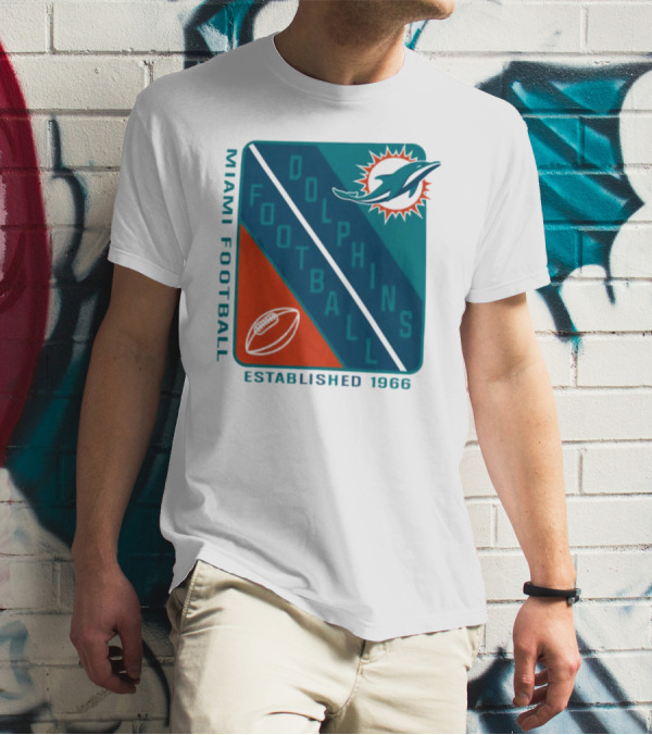 Miami Dolphins Football Established 1966 Logo Shield T-Shirt