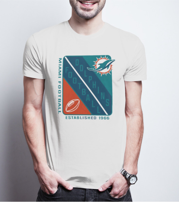 Miami Dolphins Football Established 1966 Logo Shield T-Shirt