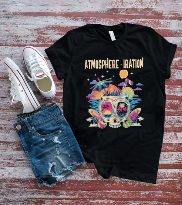 Atmosphere Iration Tropical Skull Beach Paradise T-Shirt