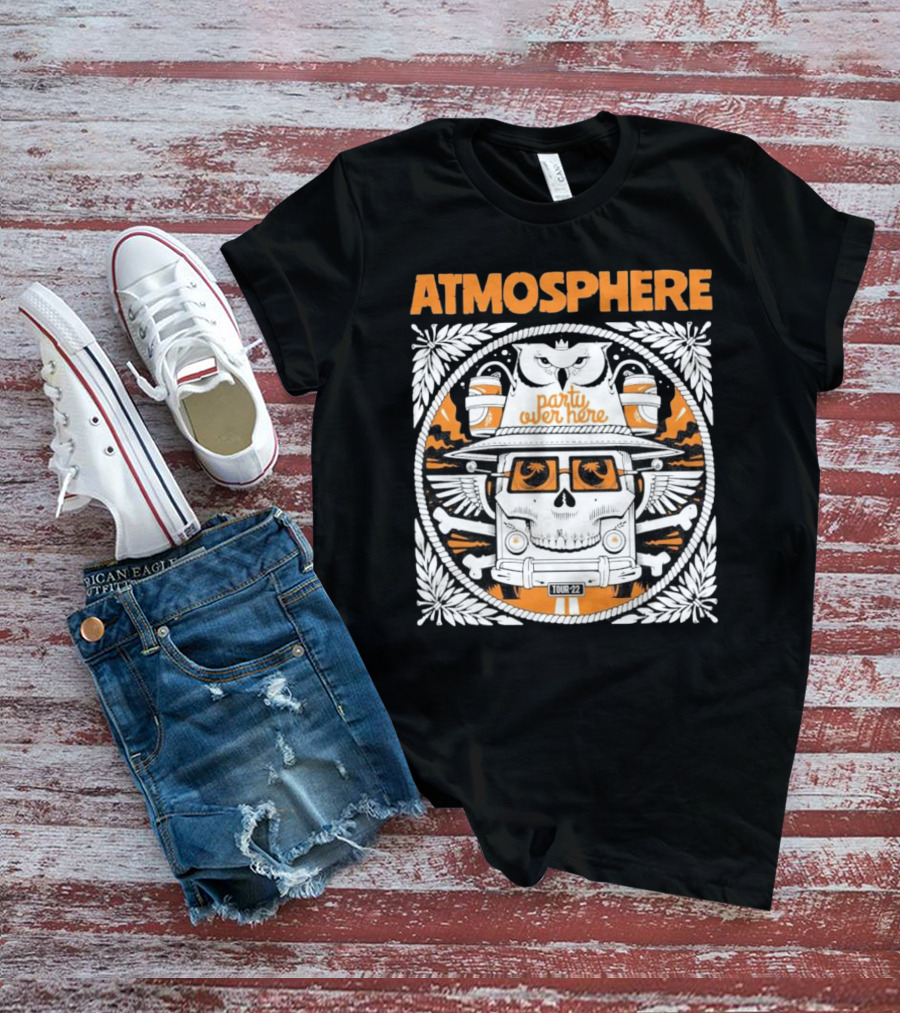 Atmosphere Party Over Here Tour '22 Skull With Sunglasses And Owls T-Shirt