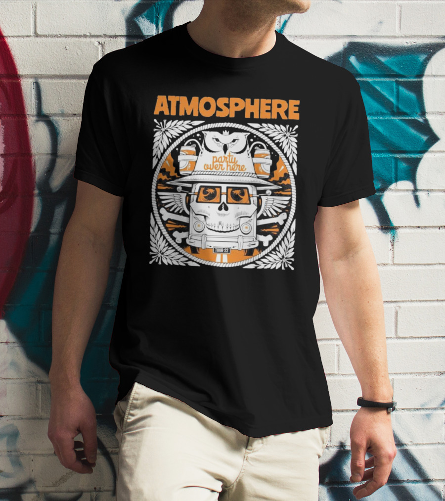 Atmosphere Party Over Here Tour '22 Skull With Sunglasses And Owls T-Shirt