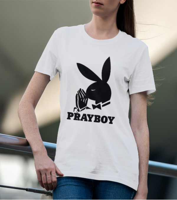 PRAYBOY Bunny Image With Hands In Prayer Iconic Reference T-Shirt