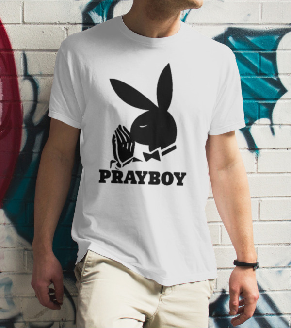 PRAYBOY Bunny Image With Hands In Prayer Iconic Reference T-Shirt