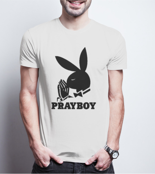 PRAYBOY Bunny Image With Hands In Prayer Iconic Reference T-Shirt