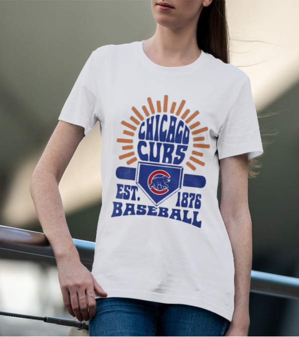 Chicago Cubs Youth Est. 1876 Baseball Sun Burst T-Shirt