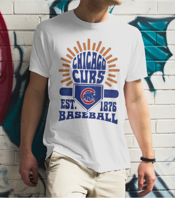 Chicago Cubs Youth Est. 1876 Baseball Sun Burst T-Shirt