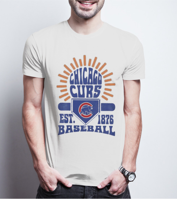 Chicago Cubs Youth Est. 1876 Baseball Sun Burst T-Shirt