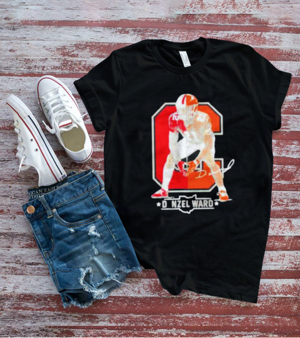 Denzel Ward Ohio Football Columbus To Cleveland Signature Orange C T-Shirt