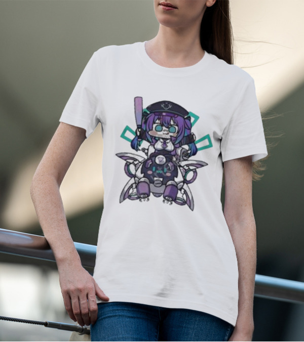 Lewd Cadet Chibi Friendship Purple Robot Companion T-Shirt