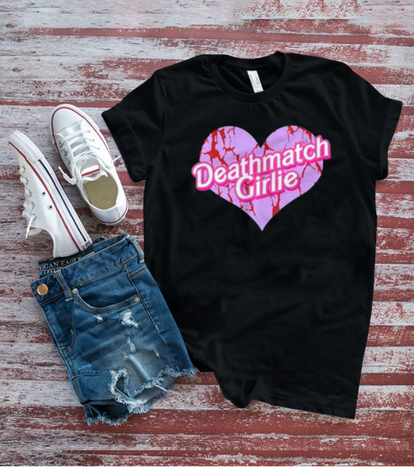 Deathmatch Girlie Heart With Pink And Red Crack T-Shirt