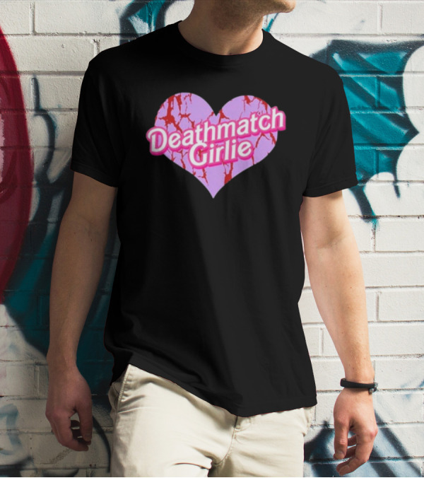 Deathmatch Girlie Heart With Pink And Red Crack T-Shirt