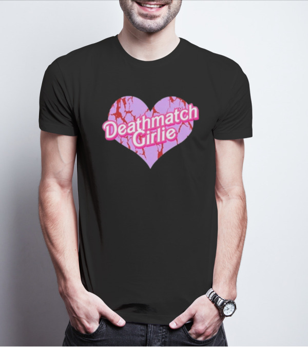 Deathmatch Girlie Heart With Pink And Red Crack T-Shirt